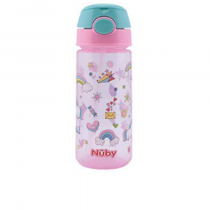 TAZA con botón y pajita blanda 3 años+ #rosa 540 ml 1 u