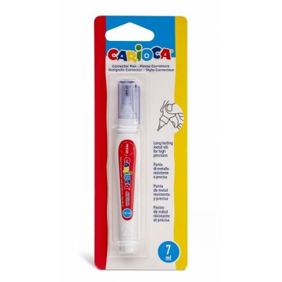 Carioca Boligrafo Corrector 7ml - Punta de Metal Resistente y Precisa - Apto para Todo Tipo de Papel - Secado Rapido - Color Blanco