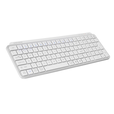 Mars Gaming MK-SILENKEYS Teclado Completo Inalambrico - Bluetooth - Disposicion Francesa AZERTY FR - 720mAh - Teclas Silenciosas de Perfil Bajo - Accesos Directos - 384x132x24mm - Color Blanco