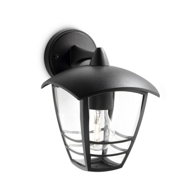 Aplique exterior creek e27 60 w sin bombilla, color negro, luz hacia abajo