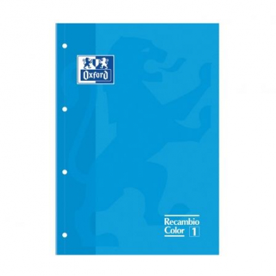 RECAMBIO OXFORD CUADERNO A4+ TURQUESA - 80 HOJAS - 4 TALADROS - CUADRICULA 5X5 CON RECUADRO