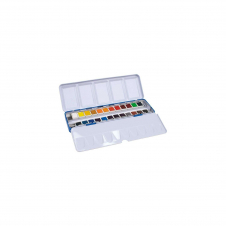 Milan Art Estuche Metalico de 24 Acuarelas Medio Godet - Opacos y Resistentes a la Luz - Mezclables - Bandeja Abatible - Colores S 05B1624