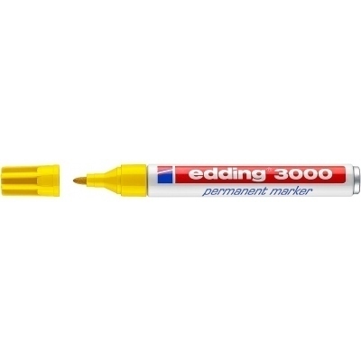 Edding 3000 Rotulador Permanente - Punta Redonda de 1.5mm - Trazo entre 1.5 y 3mm - Recargable - Secado Rapido - Color Amarillo