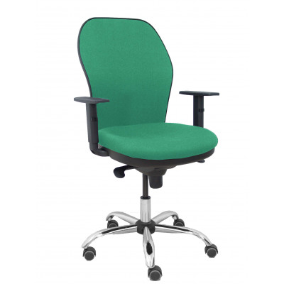 Silla Jorquera respaldo bali verde esmeralda asiento bali verde esmeralda base cromada y ruedas parqué