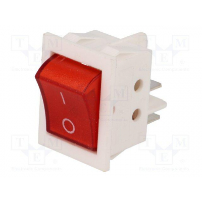 Interruptor Basculante Bipolar Luminoso ROJO Cuerpo Blanco OFF-ON