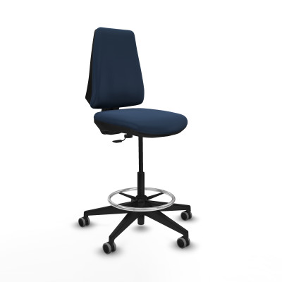 Taburete Elche CP similpiel azul marino base piramidal ruedas 65mm engomadas