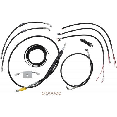 Kit completo de líneas de freno/cables trenzados en vinilo negro LA CHOPPERS LA-8157KT2-19B