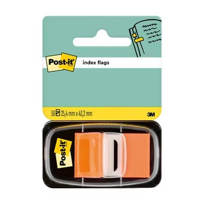 Post-it Index Dispensador con 50 Marcadores Reposicionables 25.4 x 43.2mm - Adherencia Firme - Para Marcar, Señalar o Destacar Informacion - 7000144932 - Color Naranja