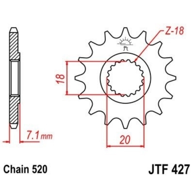 Piñón JT SPROCKETS acero estándar 427 - Paso 520 JTF427.11