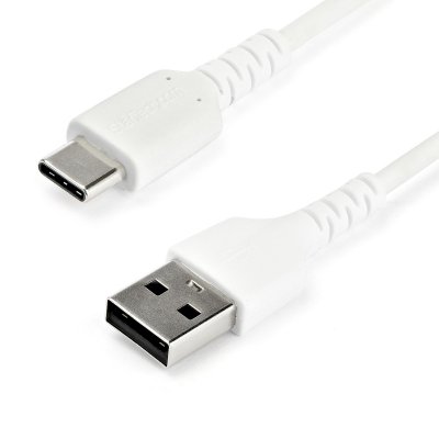 Cable de Carga USB-A a USB-C de 2m - Cable de Carga Rápida y Sincronización USB 2.0 de Servicio Pesado - Cable de Datos USB 2.0- Resistente con Fibra de Aramida - M/M - 3A - Blanco