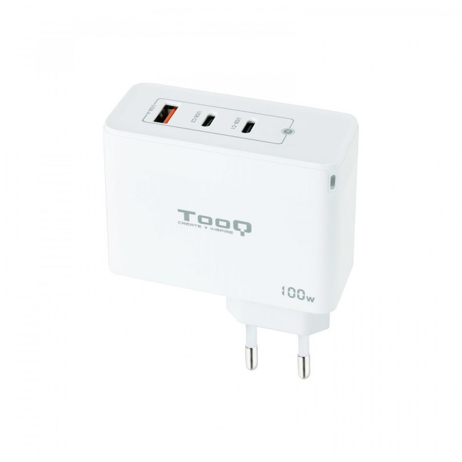 CARGADOR PARED GaN 2xUSB-C/PD+USB-A/QC 100W BLANCO