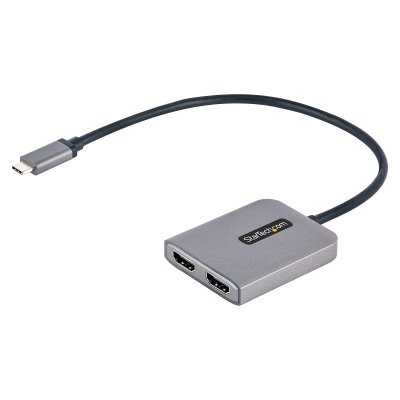 Adaptador USB-C a HDMI Doble - Hub MST USB Tipo C - Divisor Extensor de Monitor HDMI 4K 60Hz para Portátil - HDR - con Cable Incorporado Extra Largo - Solamente para Windows