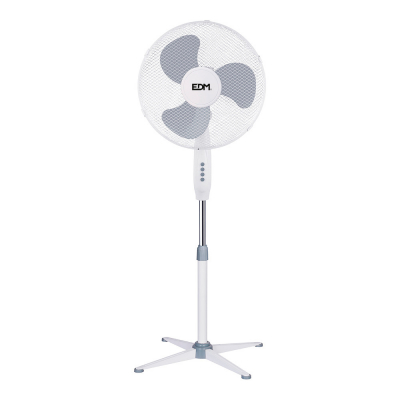 Ventilador de pie, blanco, potencia 45 w, aspas ø40 cm, altura regulable 105-125 cm