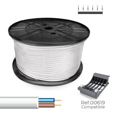 Manguera tubular h05vv-f 2 x 1,00 mm² blanca, 400 m. (bobina grande)