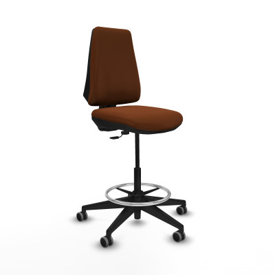 Taburete Elche CP similpiel marrón base piramidal ruedas 65mm engomadas