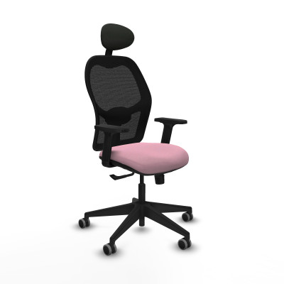 Alocén sincro malla negra bali rosa brazos 2D base piramidal cabecero fijo ruedas engomadas 65mm