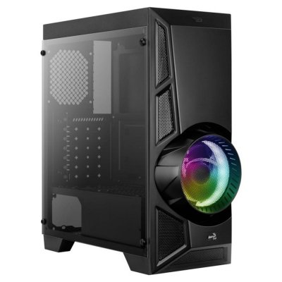 Caja ordenador gaming aerocool aeroenginergb atx rgb cristal templado negro