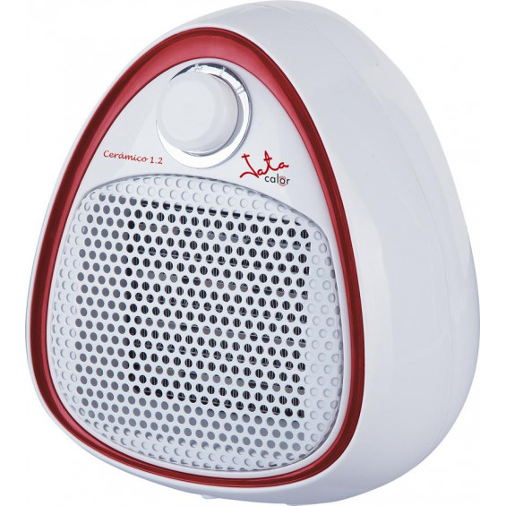Calefactor cerámico Jata TC73, 1.200 W, 2 potencias, blanco y rojo