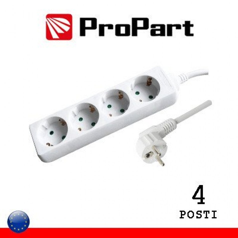 Base Multiple 4 Enchufes Schuko Cable 1,5m BLANCO PROPART
