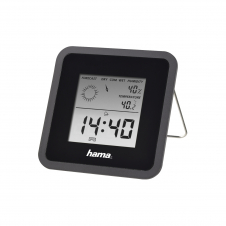 Hama | Termómetro e Higrómetro Digital, con Reloj y Previsión Meteorológica (Control de Temperatura Digital con termómetro e higrómetro Medidor