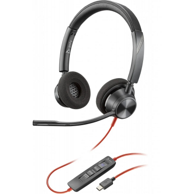 HP Poly - Auriculares estéreo Poly Blackwire 3320 con certificación Microsoft Teams USB-C + Adaptador USB-C/A