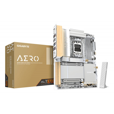 X870E AERO X3D WOOD Placa Base - Compatible con procesadores AMD Ryzen 9000, VRM digital de 16+2+2 fases, hasta 9000Hz DDR5 (O.C.), 2xPCIe 5.0 + 2xPCIe 4.0, Wi-Fi 7, LAN 5GbE, USB 4