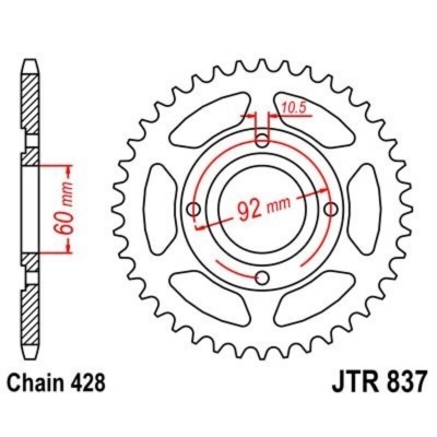 Corona JT 837 de acero con 39 dientes JTR837.39