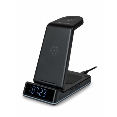 Thomson CL750IS Estacion de Carga por Induccion 4 en 1 - Reloj Despertador y Luz Nocturna - Compatible con Android - Color Negro