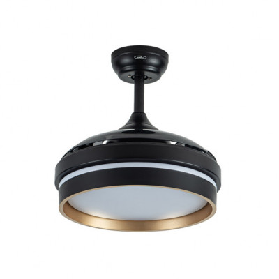 Ventilador Dc Nalon 48w Negro/oro 3aspas 91d 4800lm 6vel 3000k,4500k,6000k Remoto+memoria+temporizador