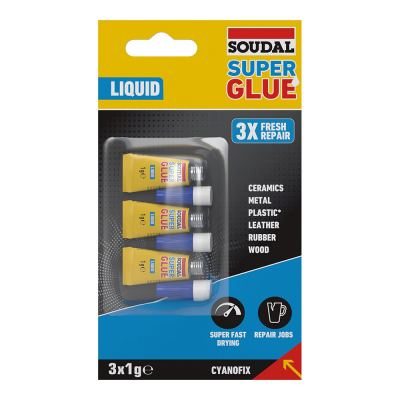Super glue líquido 3 x 1 g