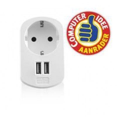 Cargador usb ewent 2 puertos - 155w - enchufe shuko blanco