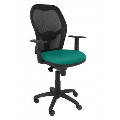 Silla Jorquera malla negra asiento bali verde esmeralda