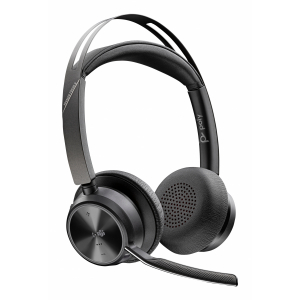 HP Poly - Auriculares Poly Voyager Focus 2 USB-C-C con certificación Microsoft Teams + adaptador USB-C/A + base de carga