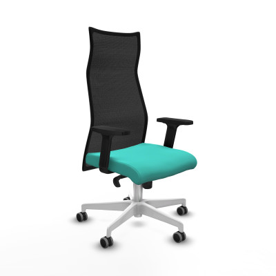 Albacete malla sincro malla negra similpiel turquesa brazos 2D base blanca ruedas 65mm engomadas