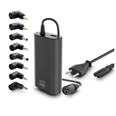 Urban Factory Alee Cargador Universal para Portatil de 45W - 1x USB-A - Color Negro