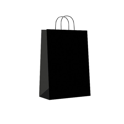 Paq.25 bolsas papel asa retorcida formato m 27+12x37cm 90gr negro 02004037