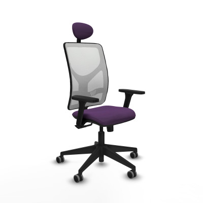 Motilla sincro malla blanca bali morado brazos 3D base piramidal cabecero fijo ruedas 65mm engomadas