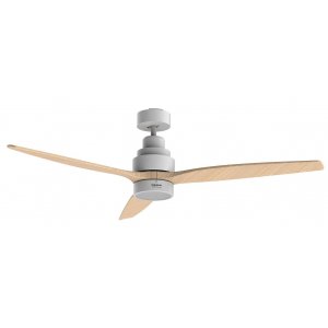 Ventilador de techo Taurus FRESKO 3B 132 cm, motor DC 30W, ULTRA SILENCE, 6 velocidades, 3 aspas madera, luz LED 24W, temporizador 8h, giro invertido invierno y verano, blanco y madera