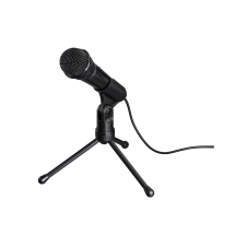 Hama | Micrófono con trípode, conexión jack 3,5mm, ideal para Podcast o conferencias, color negro.