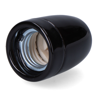 Portalámparas cerámico vintage e27, 100 w 250 v, negro, ø47 x 59 mm (retractilado)