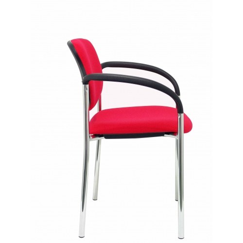 Silla fija Villalgordo bali rojo chasis cromo con brazos