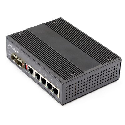 Switch Conmutador Industrial Ethernet Gigabit 6 Puertos - 4x RJ45 PoE - 2 Ranuras SFP PoE+ de 30W 12-48VDC DIN (IES1G52UP12V)