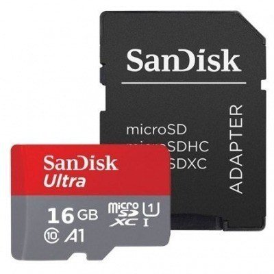 Tarjeta de Memoria SanDisk Ultra Android 16GB microSD HC A1 con Adaptador/ Clase 10/ 98MBs