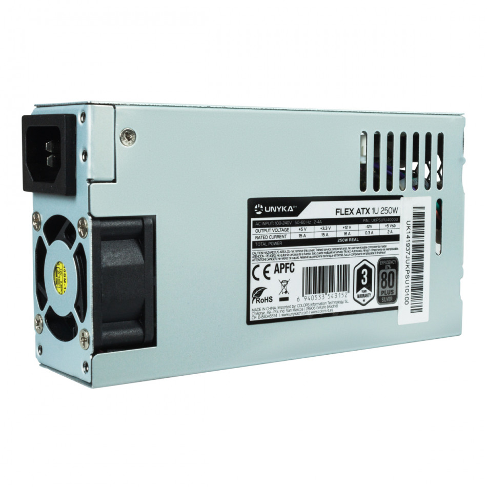 Unyka Fuente de Alimentación FLEX ATX 1U 250W 87% Eficiencia