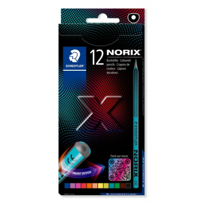 Staedtler Norix 186 Pack de 12 Lapices de Colores HB - Madera Negra - Mina de Grafito - Diseño Inteligente - Para Escribir, Dibujar y hacer Bocetos