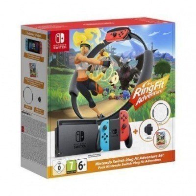 Nintendo Switch Roja y Azul/ Incluye 2 Mandos Joy-Con + Juego Ring Fit Adventure + Ring-Con + Cinta para la pierna