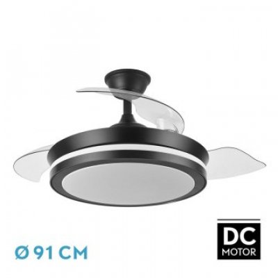 VENTILADOR DC ESPARTA 72W 6120LM NEGRO 3 ASPAS 3 COLORES CONTROL REMOTO TEMPORIZADOR MEMORIA