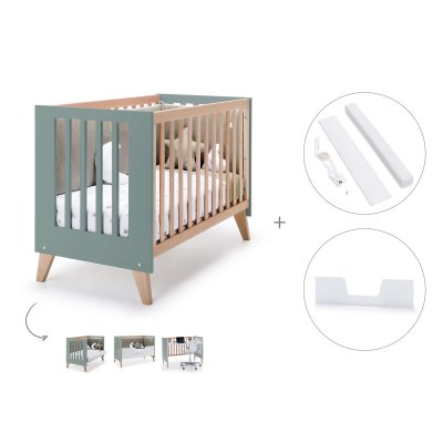 Cuna colecho-cama-escritorio 60x120 cm (4en1) madera/eucalipto · Nexor