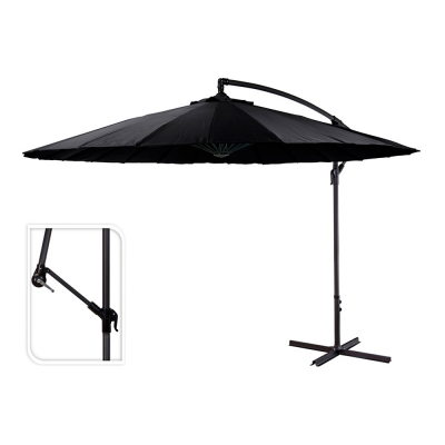 Parasol excéntrico ø300 cm altura maxima 3 m color: negro