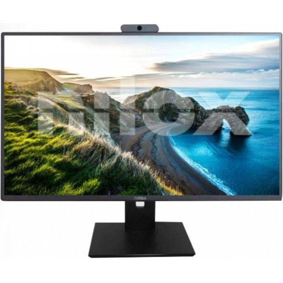 Monitor Nilox NXM24RWC01, 24 pulgadas, Full HD, VA, 75 Hz, 4 ms, webcam, altavoces, altura regulable, HDMI, VGA, negro